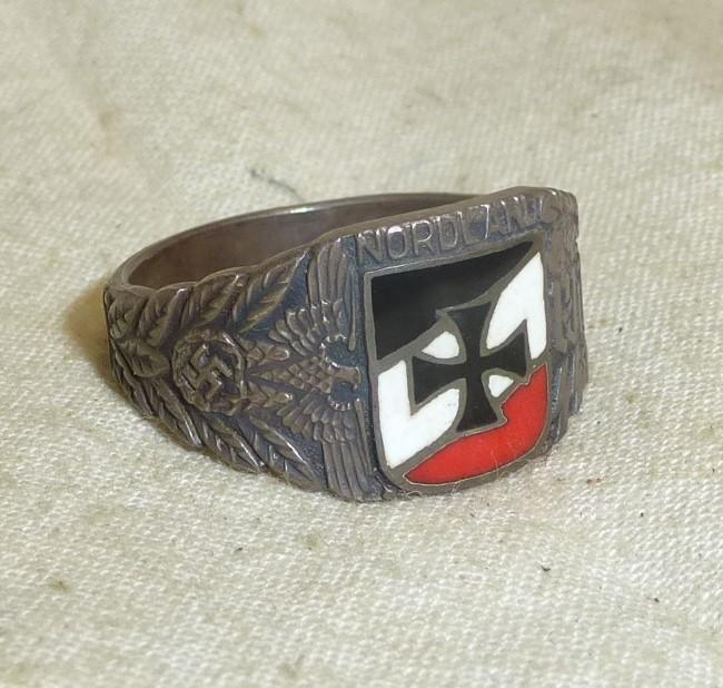 German Silver WWII Wiking Nordland SS Ring
