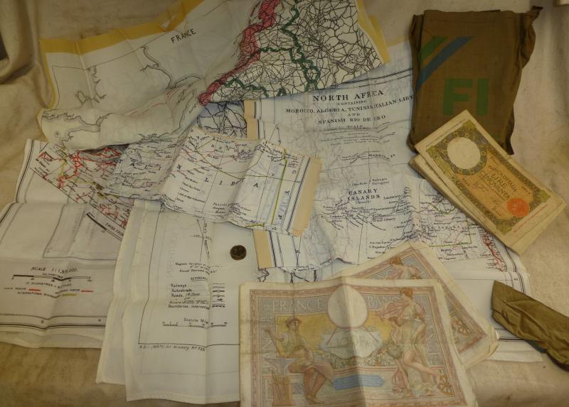 Very Rare WWII Escape Money/Map Purse RAF Issued With Early Silk Maps